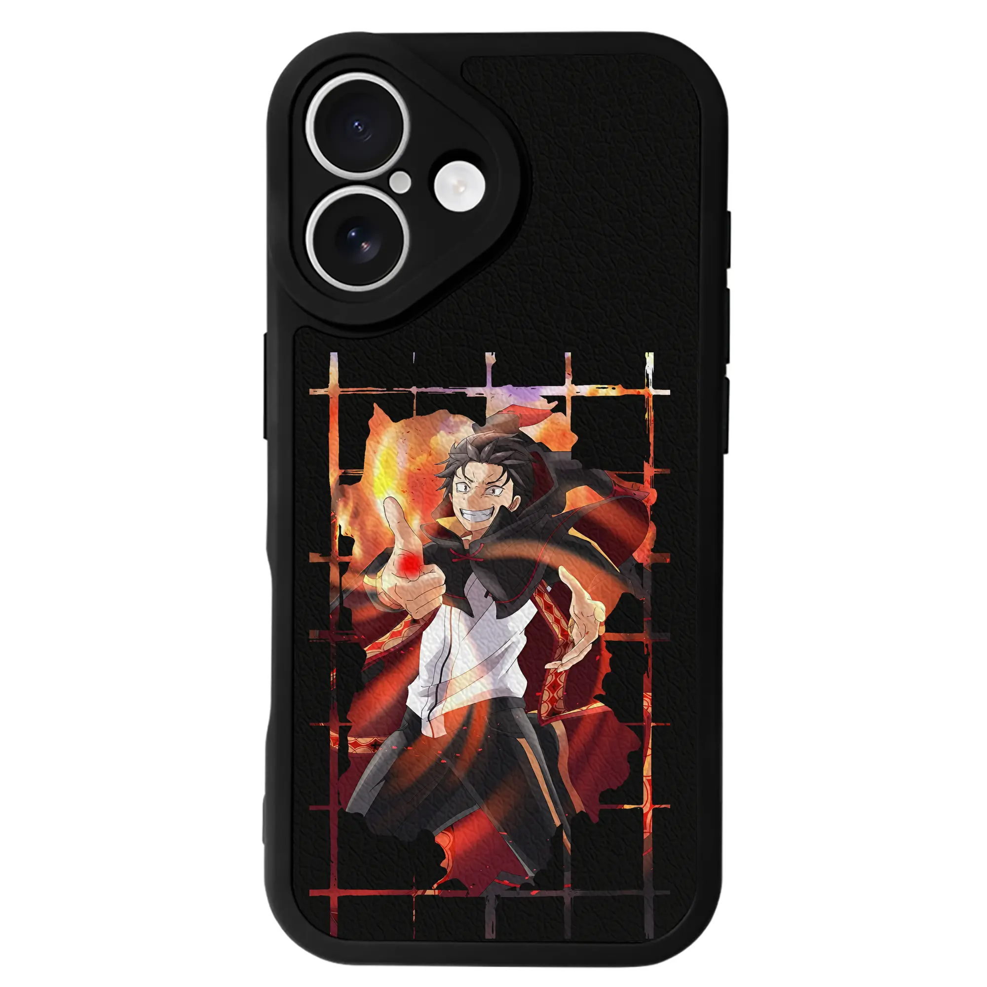 リゼロ グッズ ナツキ・スバル - IPhone 16シリーズ対応 ・ シリコンスマホケース ・ レザー調 ・ 高精度フィット ・ 耐衝撃 ・ ワイヤレス充電対応 ・ 精密カット